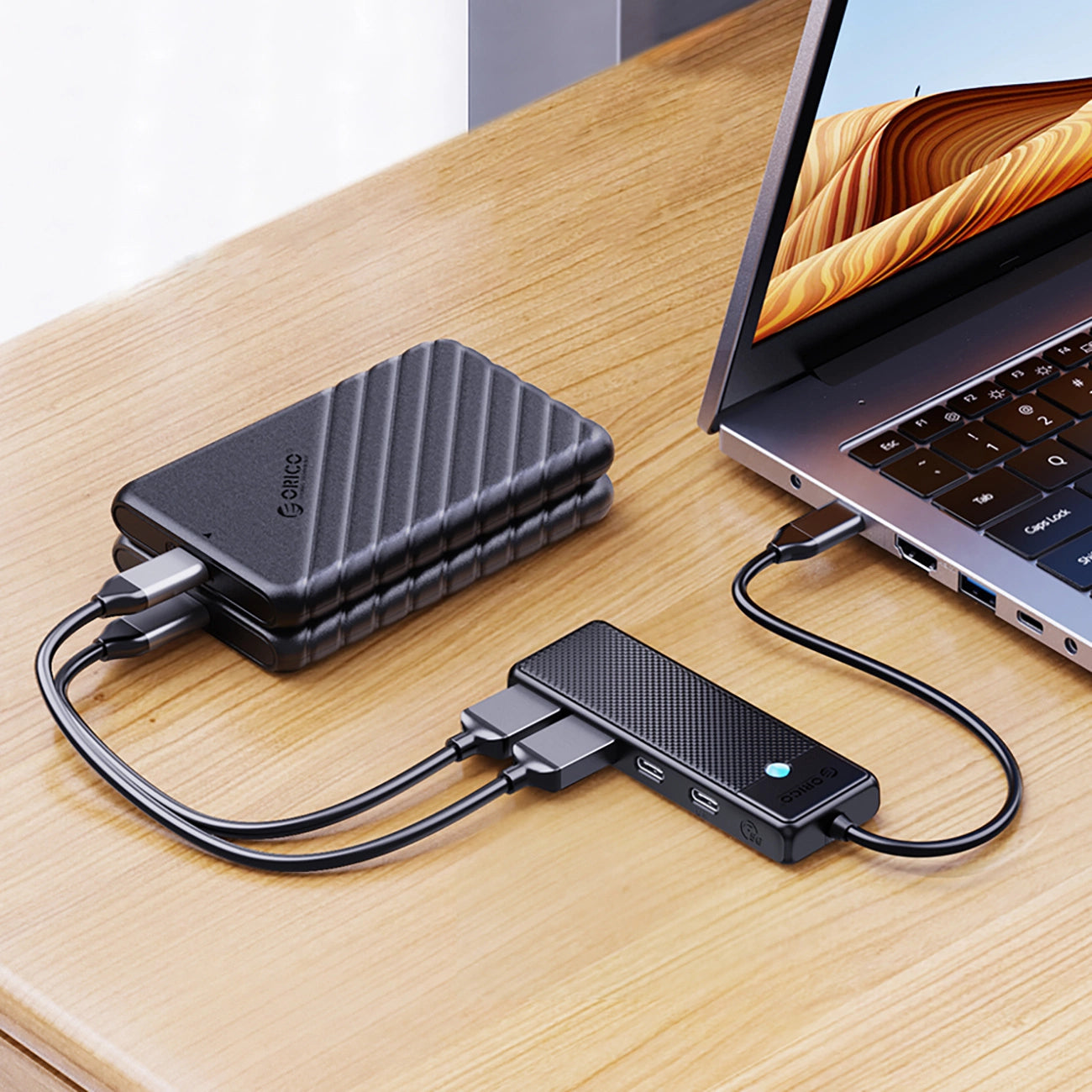 Hub USB-C Orico PAPW2AC-C3 docking station 2x USB-A 3.0 + 2x USB-C 3.0 - black_3