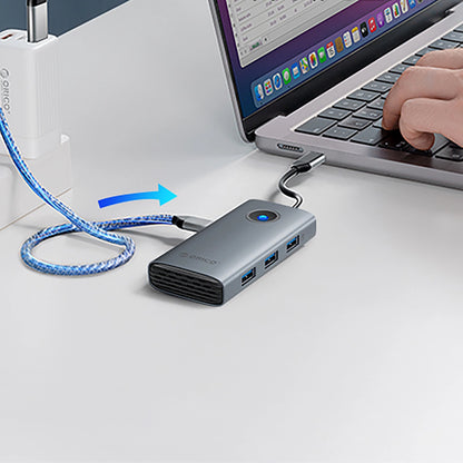 Orico PW11-5P USB-C Hub Docking Station 1x USB-A 3.0 + 2x USB-A 2.0 + 1x USB-C PD + 1x HDMI - Gray_3