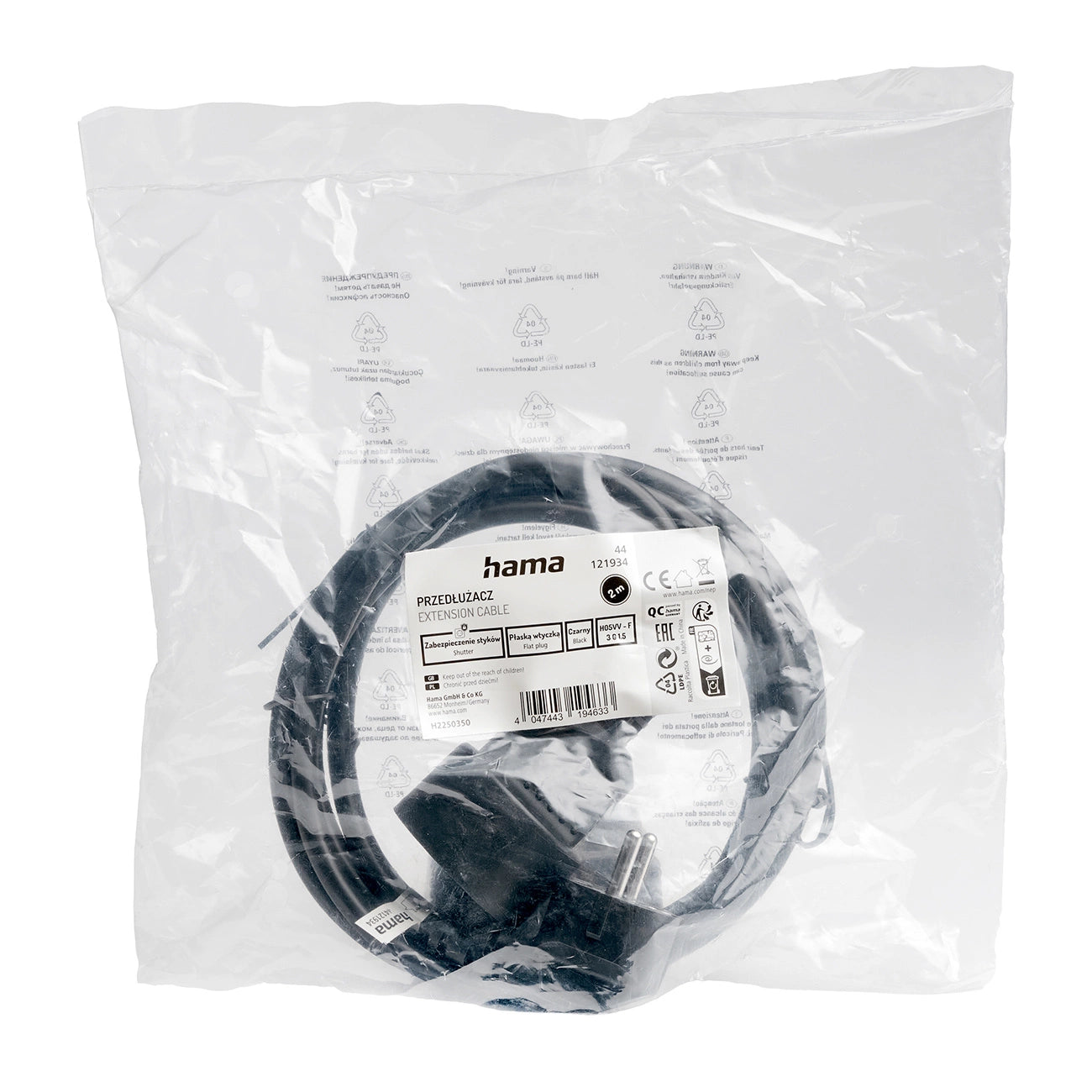 Hama Standard 2m Extension Cord - Black_2