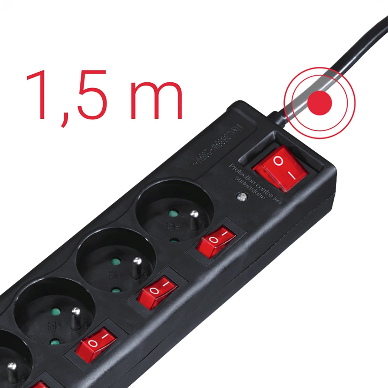 Hama 6-socket surge protector strip 1.4m with switches - black_1