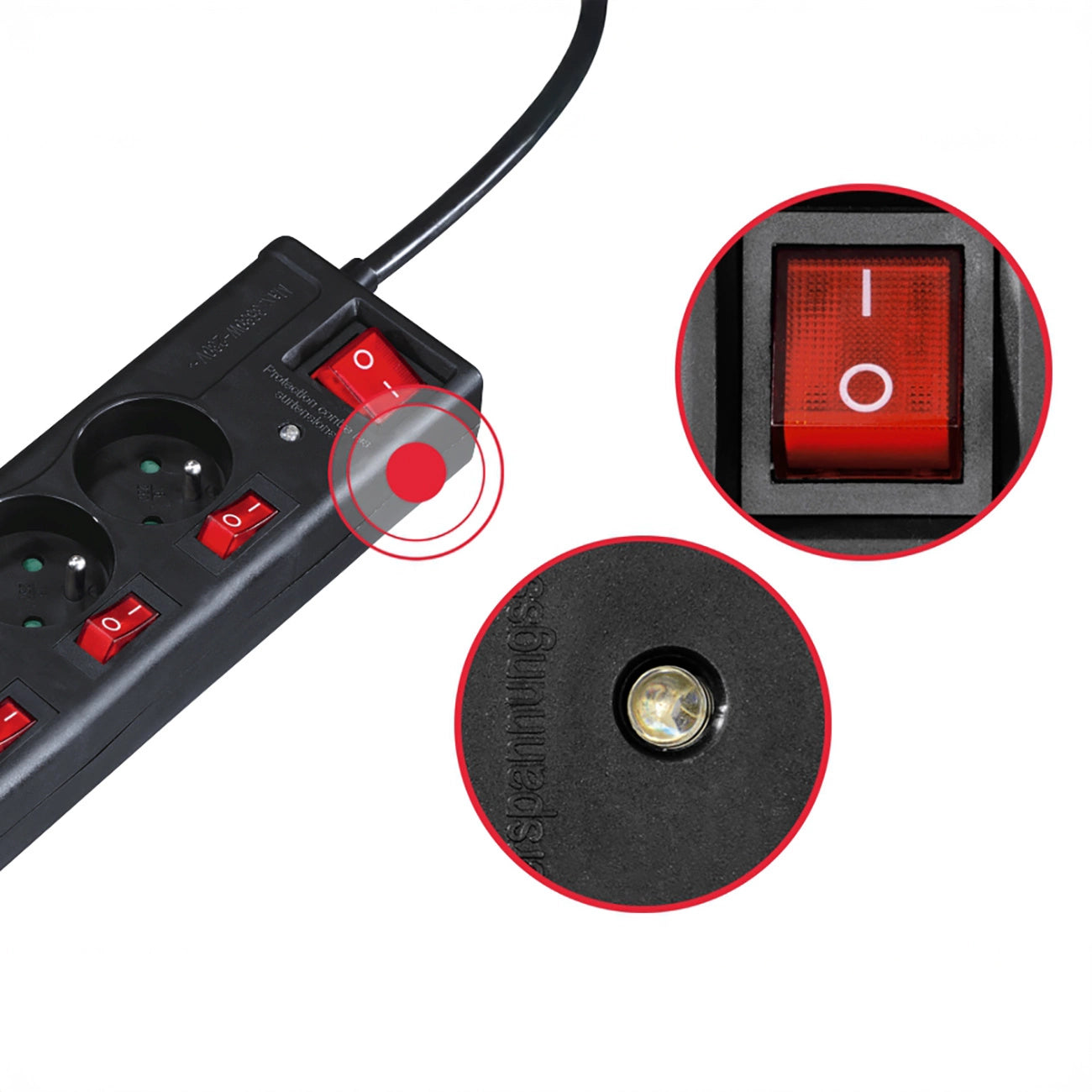 Hama 6-socket surge protector strip 1.4m with switches - black_2