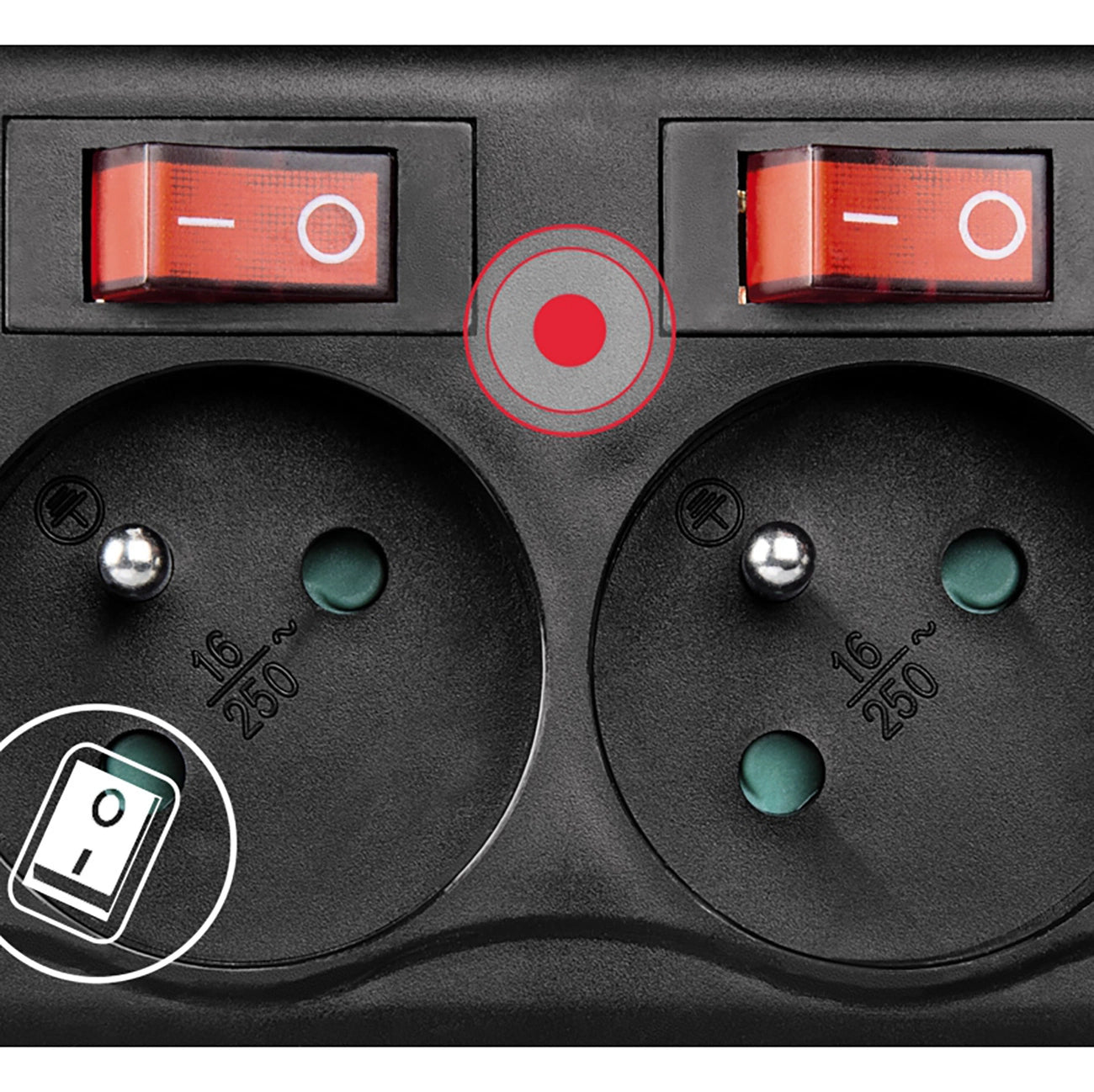 Hama 6-socket surge protector strip 1.4m with switches - black_3
