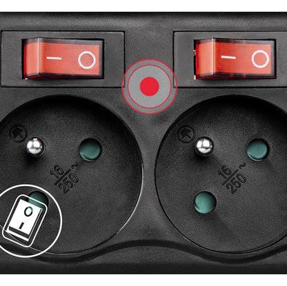 Hama 6-socket surge protector strip 1.4m with switches - black_3