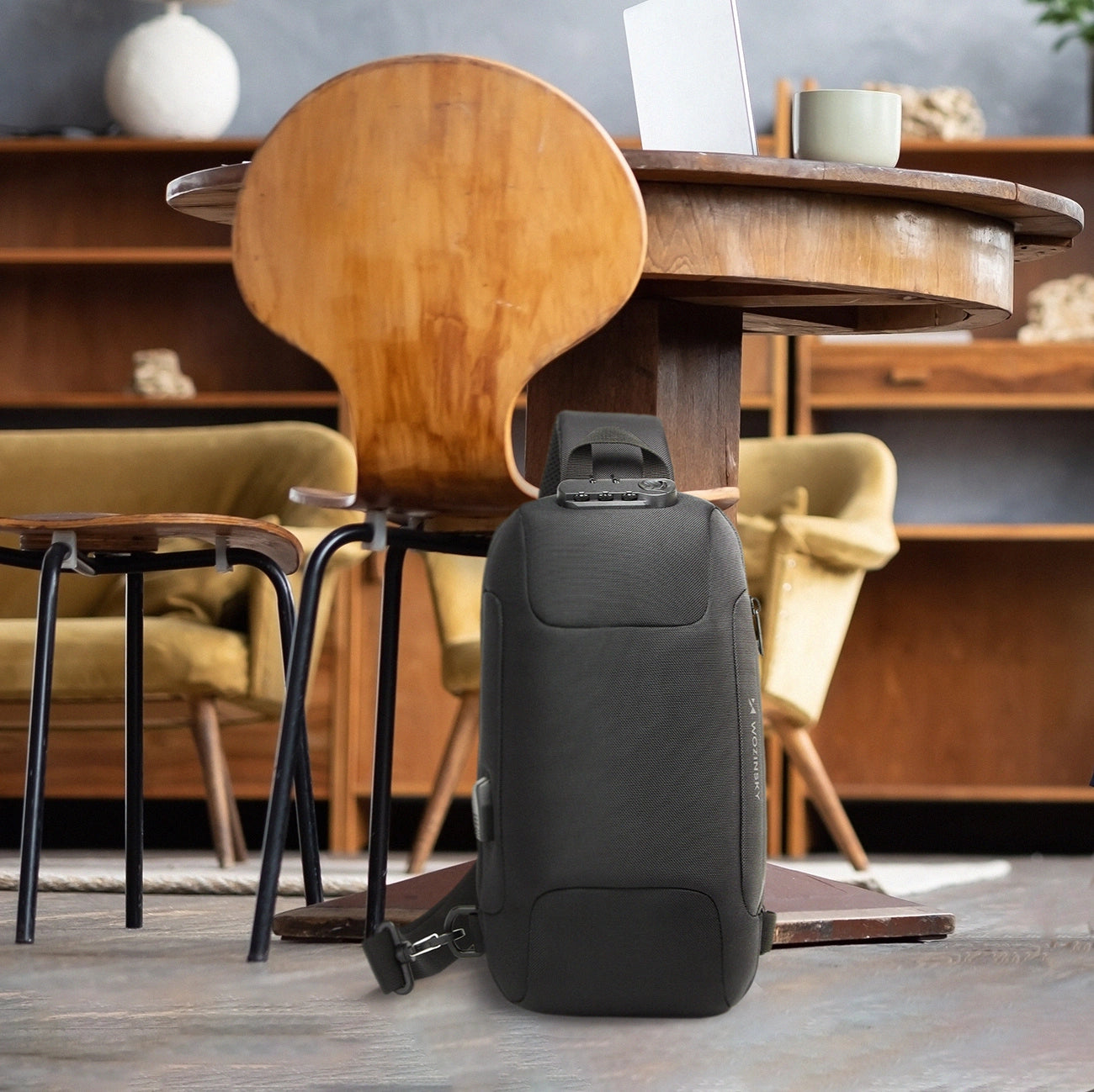 Wozinsky Premium Single Shoulder Anti-Theft City Backpack with Organizer and USB - Black_8