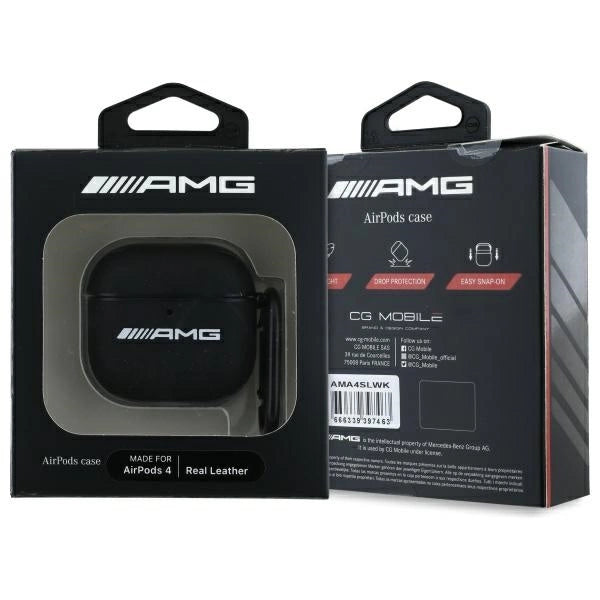 Etui AMG Leather White Logo na AirPods 4 - czarne / białe_2