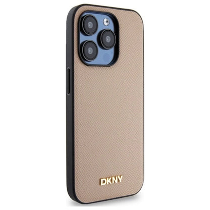 Etui DKNY Grained Metal Logo MagSafe na iPhone 15 Pro - beżowe_3