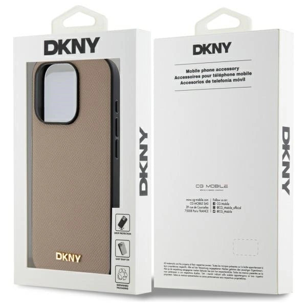 Etui DKNY Grained Metal Logo MagSafe na iPhone 15 Pro - beżowe_7