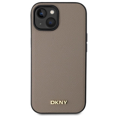 Etui DKNY Grained Metal Logo MagSafe na iPhone 15 - beżowe_2