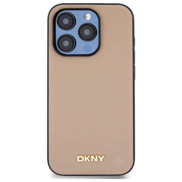 Etui DKNY Grained Metal Logo MagSafe na iPhone 15 Pro Max - beżowe_2