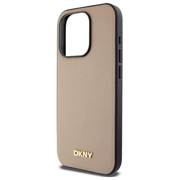 Etui DKNY Grained Metal Logo MagSafe na iPhone 15 Pro Max - beżowe_5