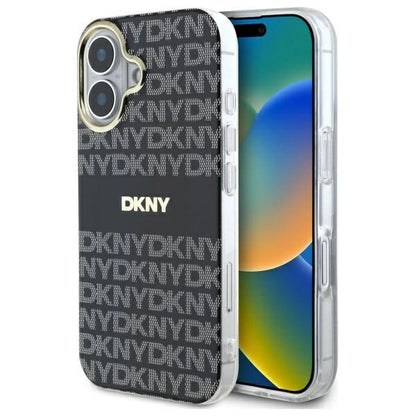 Etui DKNY Repeat Texture Pattern With Stripe na iPhone 16 - czarne_0