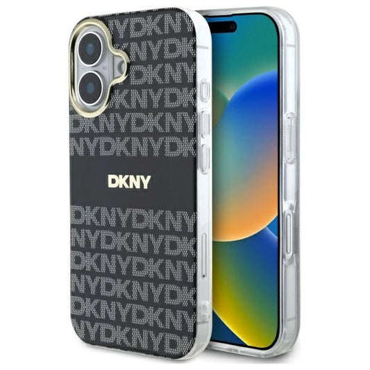 Etui DKNY Repeat Texture Pattern With Stripe na iPhone 16 - czarne_0