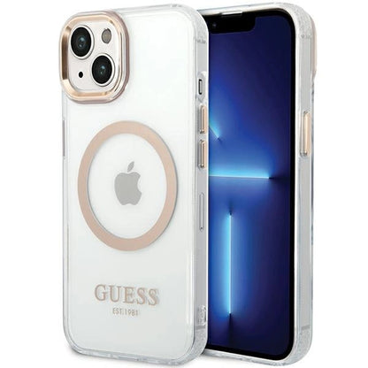 Etui Guess Metal Outline MagSafe na iPhone 15 Plus / 14 Plus - złote_0