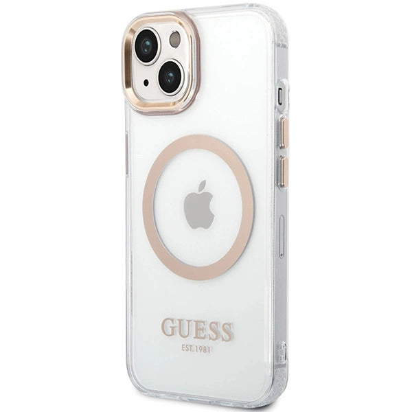 Etui Guess Metal Outline MagSafe na iPhone 15 Plus / 14 Plus - złote_1