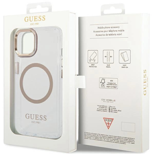 Etui Guess Metal Outline MagSafe na iPhone 15 Plus / 14 Plus - złote_7