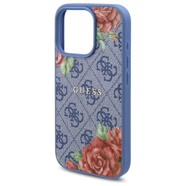Etui Guess 4G Flowers Print MagSafe na iPhone 16 Pro - niebieskie_5