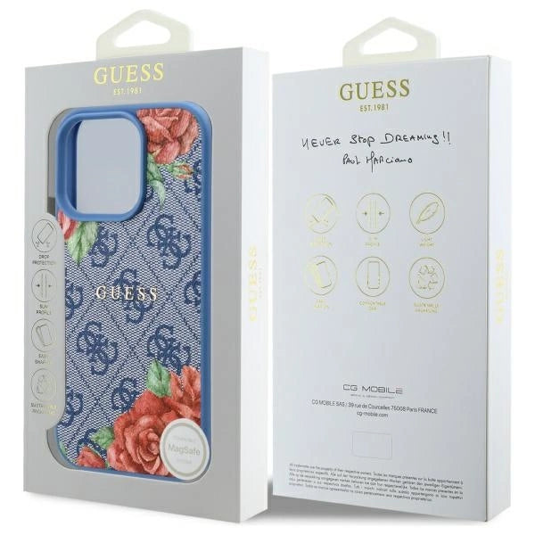 Etui Guess 4G Flowers Print MagSafe na iPhone 16 Pro - niebieskie_7