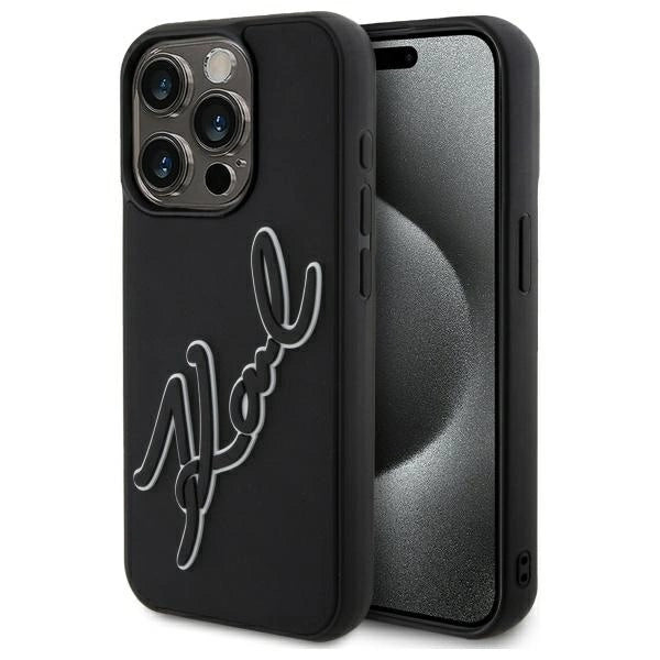 Etui Karl Lagerfeld 3D Rubber Signature na iPhone 15 Pro Max - czarne_0
