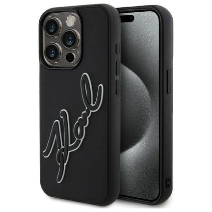 Etui Karl Lagerfeld 3D Rubber Signature na iPhone 15 Pro Max - czarne_0