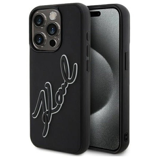 Etui Karl Lagerfeld 3D Rubber Signature na iPhone 15 Pro Max - czarne_0