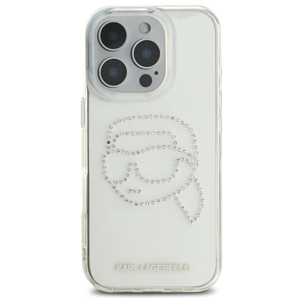 Etui Karl Lagerfeld IML Rhinestones Karl Head na iPhone 16 Pro - przezroczyste_2