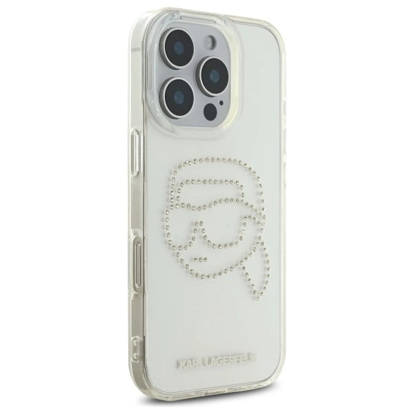 Etui Karl Lagerfeld IML Rhinestones Karl Head na iPhone 16 Pro - przezroczyste_3