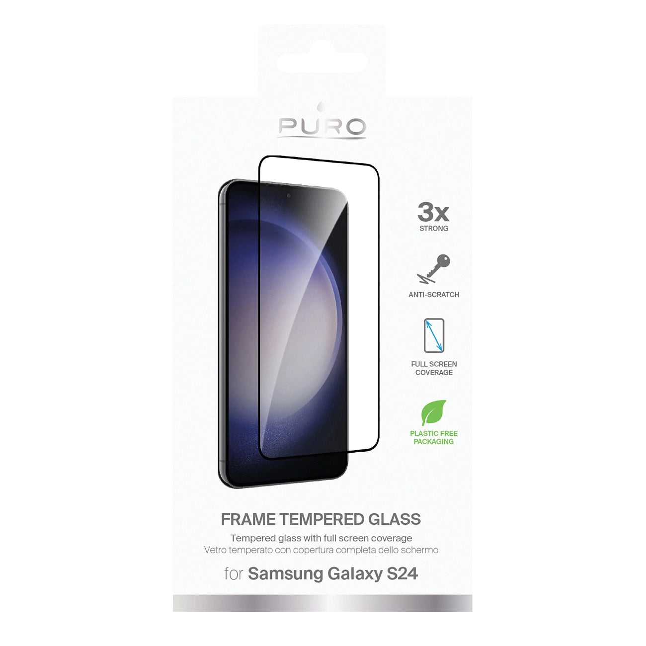 Puro Frame Tempered Glass with Black Frame for Samsung Galaxy S25 / S24_1