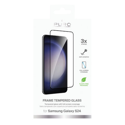 Puro Frame Tempered Glass with Black Frame for Samsung Galaxy S25 / S24_1