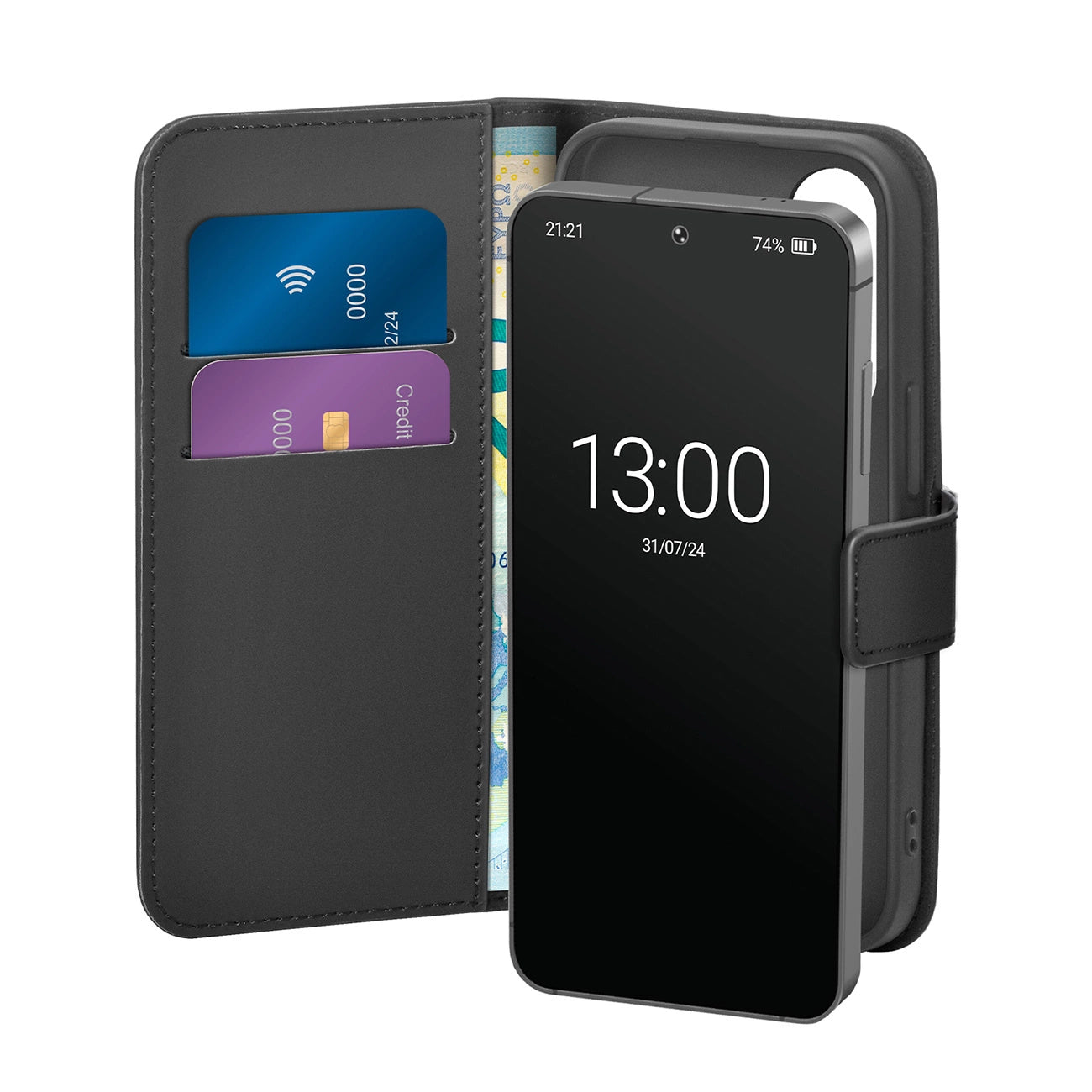Puro Booklet Case with Flip and Wallet for Samsung Galaxy S25 - Black_0