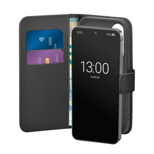 Puro Booklet Case with Flip and Wallet for Samsung Galaxy S25 - Black_0