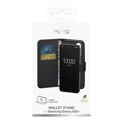 Puro Booklet Case with Flip and Wallet for Samsung Galaxy S25+ - Black_2