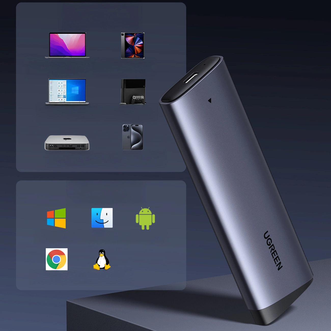 Ugreen CM767 M.2 NVMe PCIe SSD Disk Case - Silver_3