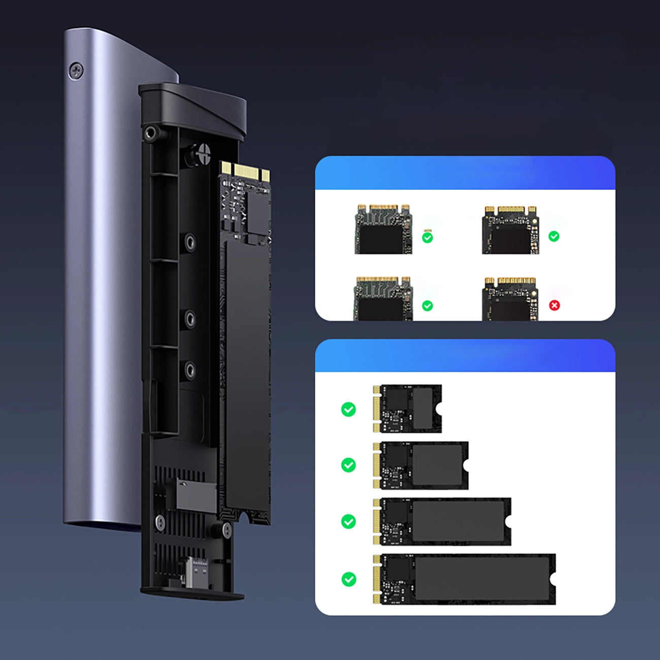Ugreen CM767 M.2 NVMe/SATA SSD Disk Case - Silver_4