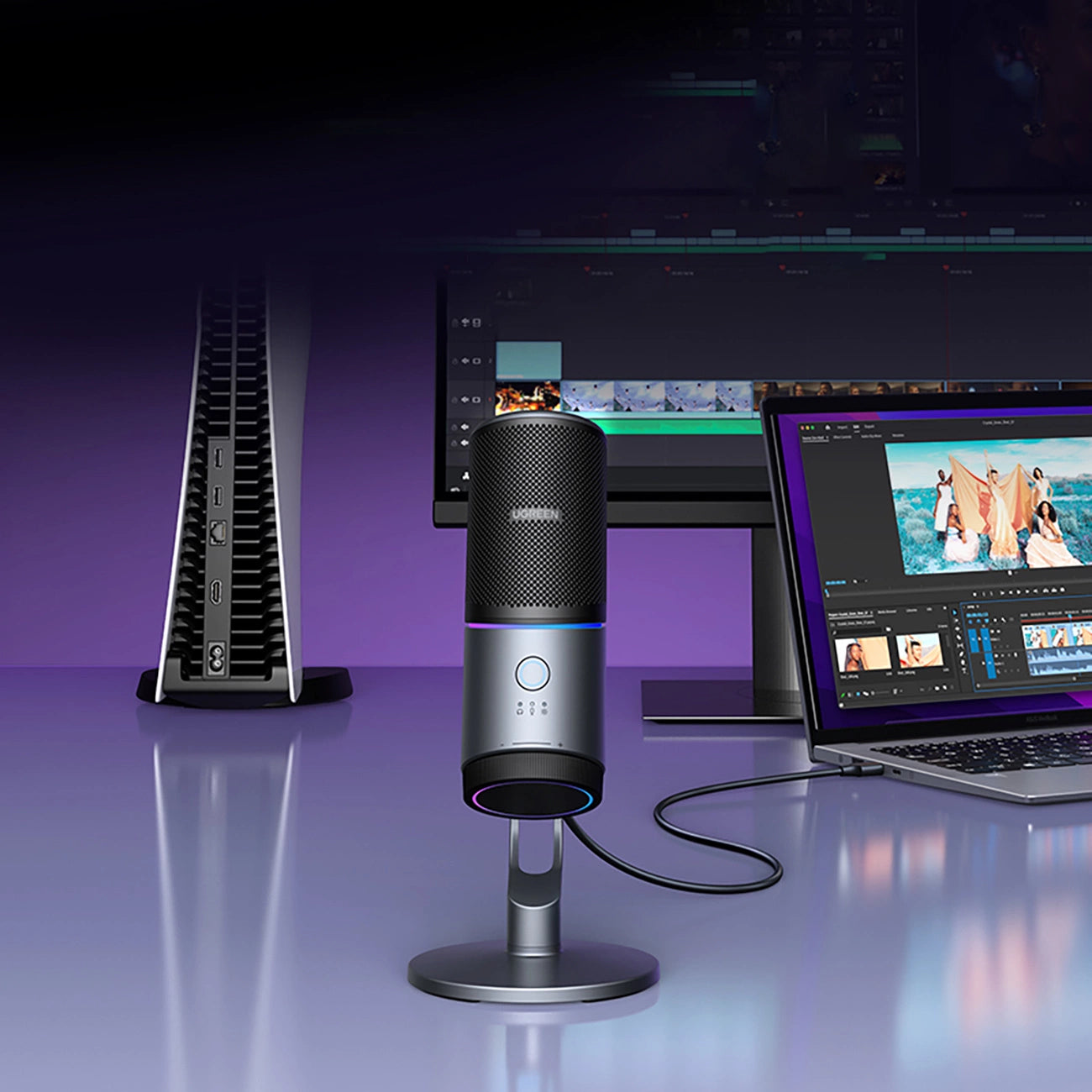 Ugreen CM769 Desktop Microphone with USB-A, RGB LED - Silver_1