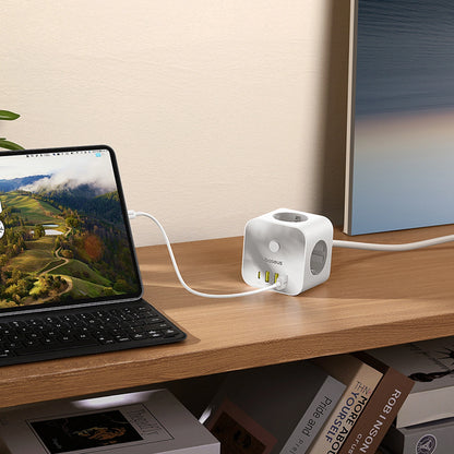 Baseus PowerCombo 7 in 1 Power Strip Cube, 3 AC + 3 x USB-A + 1 x USB-C 20W 1.5 m - white_10