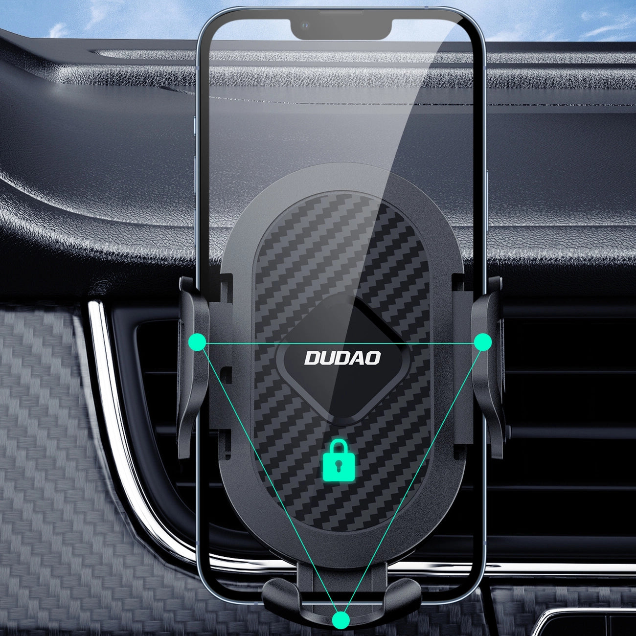 Dudao F2+ smartphone holder for air vent, clamp - black_5