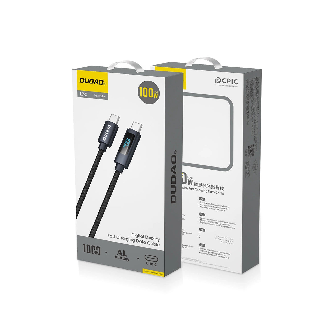 Dudao L7C USB-C - USB-C 100W Cable with LED Display 1m - Black_2