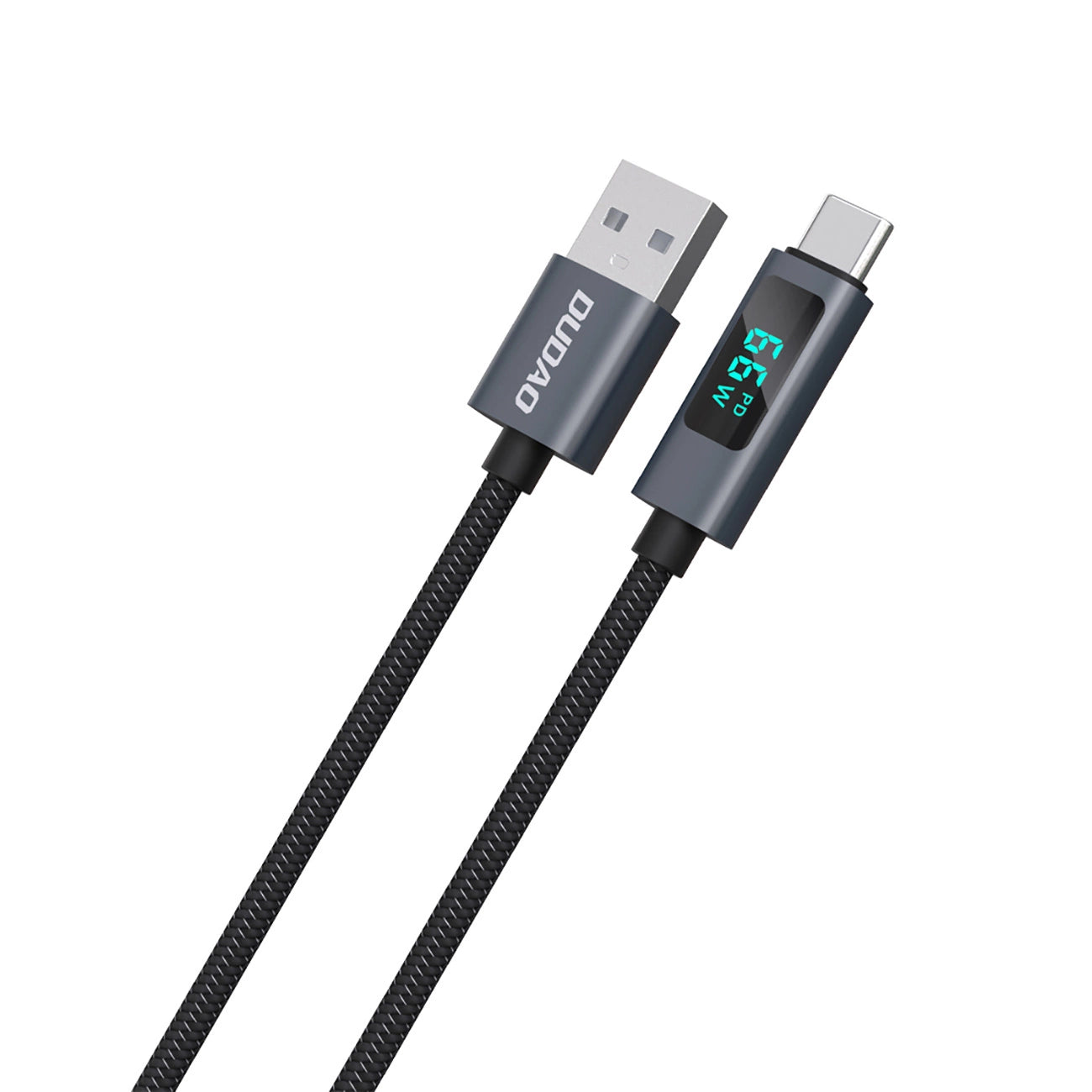 Dudao L7T USB-A - USB-C 66W Cable with LED Display 1m - Black_1