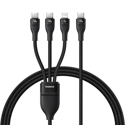 Baseus Flash Series 3 3in1 cable 100W USB-C - USB-C+USB-C+ Lightning 1.5m + 3 x 0.25 m - black_0