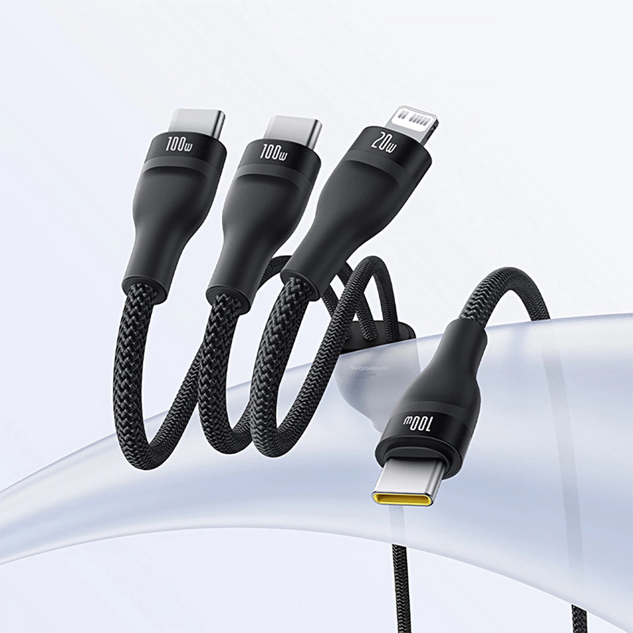 Baseus Flash Series 3 3in1 cable 100W USB-C - USB-C+USB-C+ Lightning 1.5m + 3 x 0.25 m - black_10
