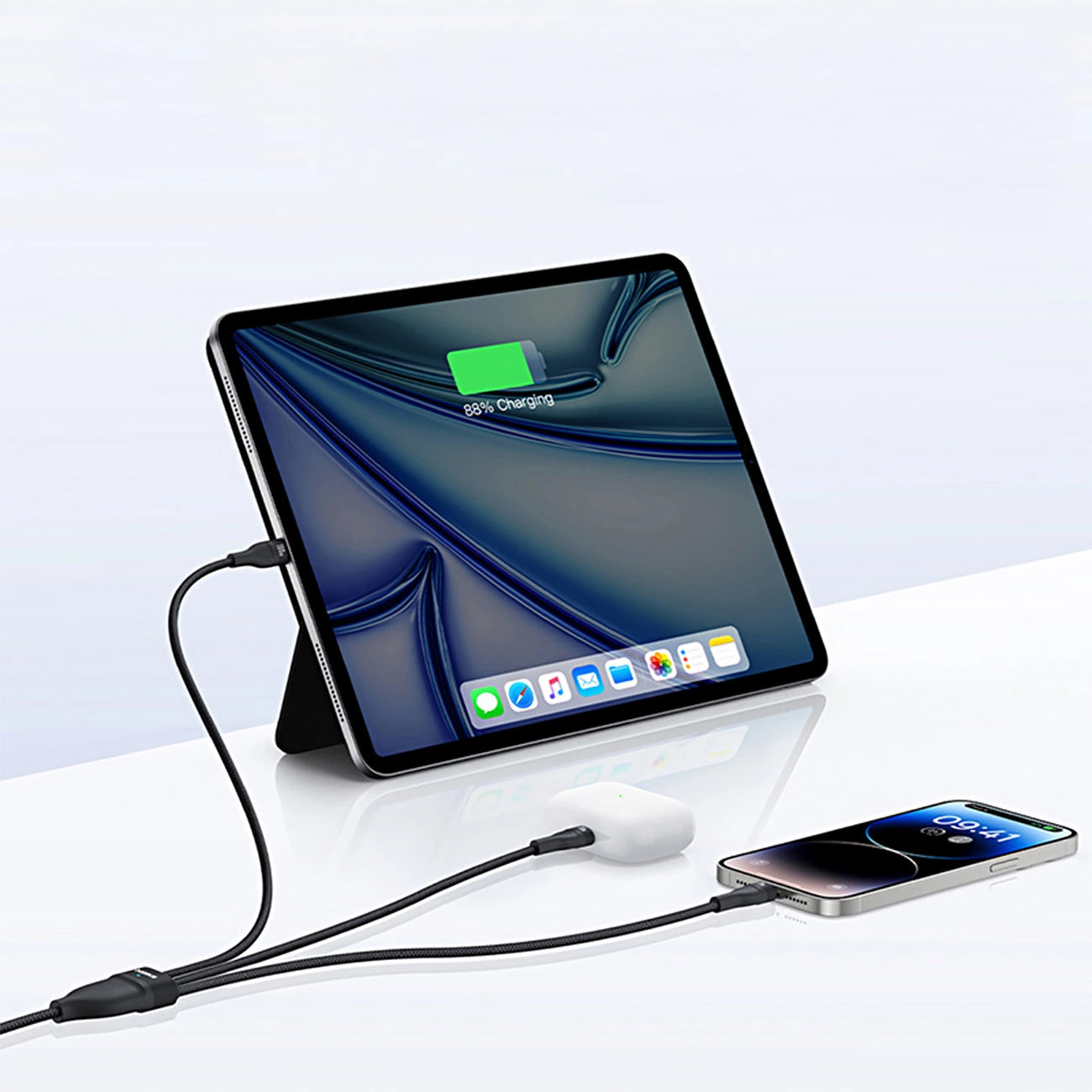 Baseus Flash Series 3 3in1 cable 100W USB-C - USB-C+USB-C+ Lightning 1.5m + 3 x 0.25 m - black_12