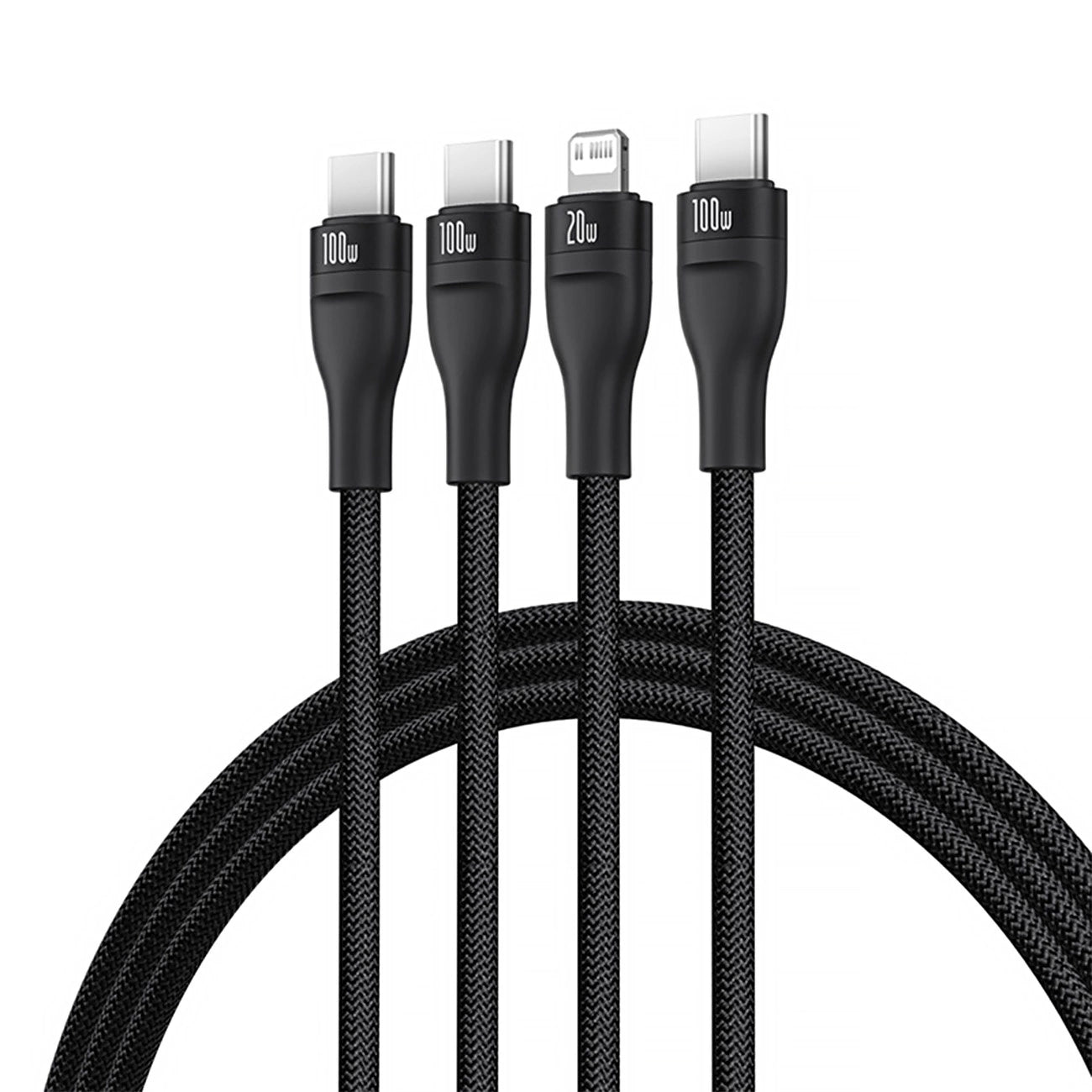 Baseus Flash Series 3 3in1 cable 100W USB-C - USB-C+USB-C+ Lightning 1.5m + 3 x 0.25 m - black_1
