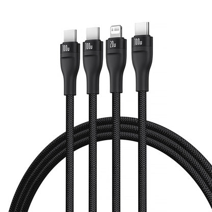 Baseus Flash Series 3 3in1 cable 100W USB-C - USB-C+USB-C+ Lightning 1.5m + 3 x 0.25 m - black_1