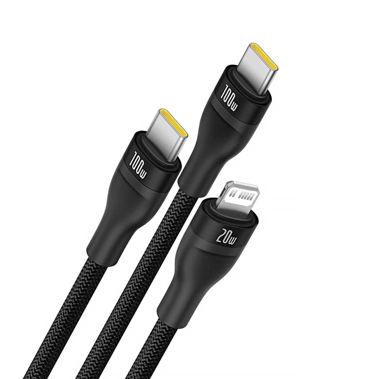 Baseus Flash Series 3 3in1 cable 100W USB-C - USB-C+USB-C+ Lightning 1.5m + 3 x 0.25 m - black_2