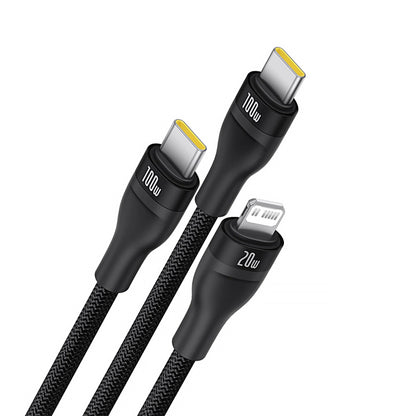 Baseus Flash Series 3 3in1 cable 100W USB-C - USB-C+USB-C+ Lightning 1.5m + 3 x 0.25 m - black_2