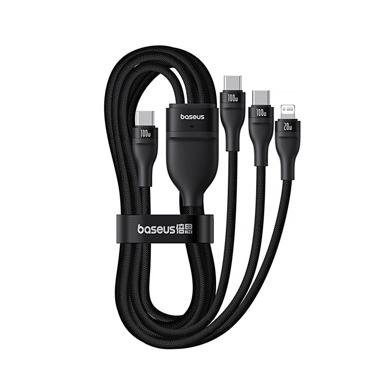 Baseus Flash Series 3 3in1 cable 100W USB-C - USB-C+USB-C+ Lightning 1.5m + 3 x 0.25 m - black_3