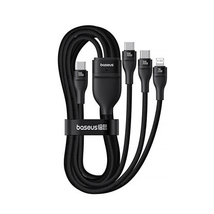 Baseus Flash Series 3 3in1 cable 100W USB-C - USB-C+USB-C+ Lightning 1.5m + 3 x 0.25 m - black_3
