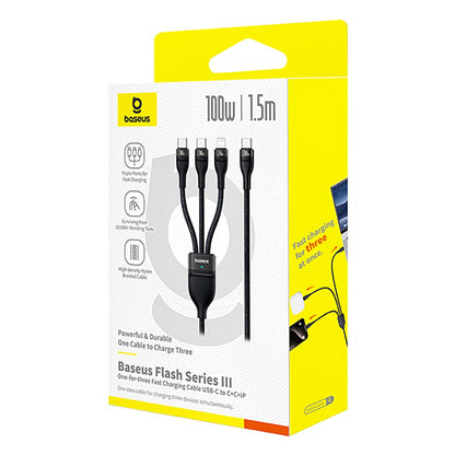 Baseus Flash Series 3 3in1 cable 100W USB-C - USB-C+USB-C+ Lightning 1.5m + 3 x 0.25 m - black_6