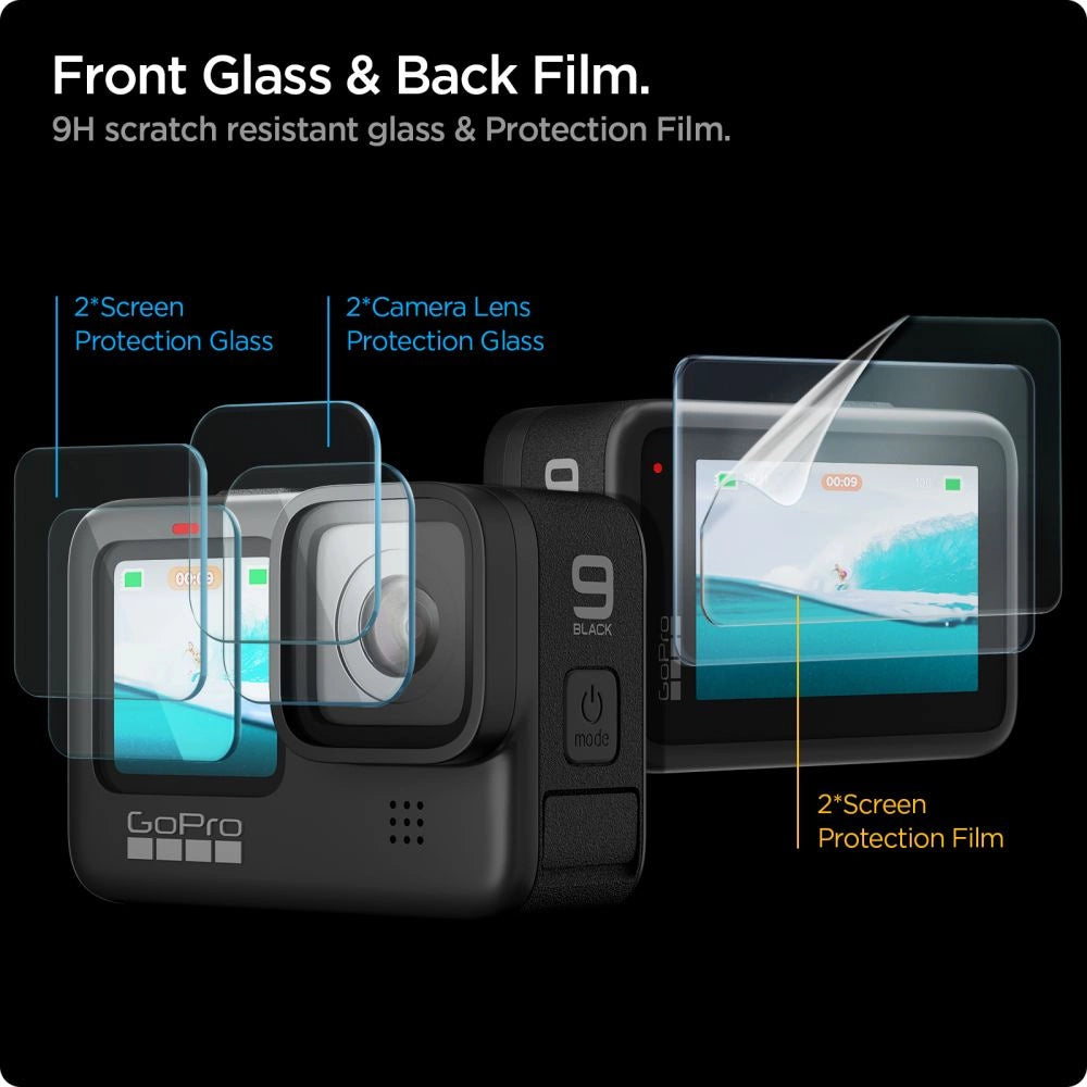 Spigen Glass.tR Slim Tempered Glass + Film 2-Set for GoPro Hero 9 / 10 / 11 / 12 - Transparent_1
