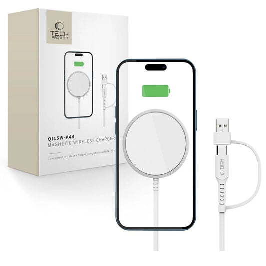 Tech-Protect QI15W-A44 Magnetic Wireless Charger with MagSafe - White_0
